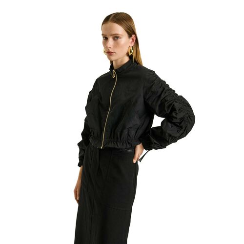 Veronika Maine Twill Memory Taffeta Cropped Jacket